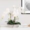 Artificial White Phalaenopsis Orchid Arrangement in White Ceramic Boat Vase | 22-Inch | Lifelike Silk Blooms & Latex Foliage | Floral Arrangements | Home & Office Decor